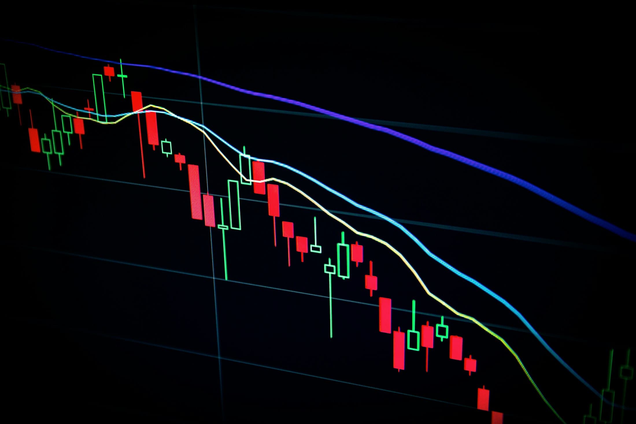 Financial market chart tracking movement over time